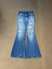 Vintage 80's Levi's 684 Orange Tab Bellbottom Flare Faded Denim Jeans Size 28x32