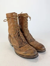 Vintage Justin Boots Mens Size 11 Brown Leather Lace Up Packer Kiltie Made USA
