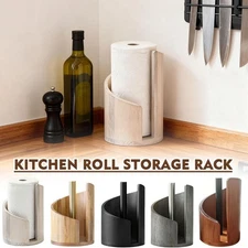 Mountain Paper Towel Holder Countertop with Mango Wood Iron round Base S1F8