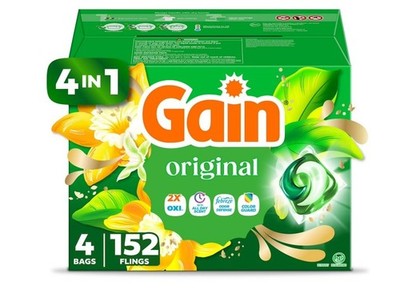 Gain Flings! 3 in 1 Laundry Detergent Pacs, Original Scents, 152 ct. FREE SHIP!!