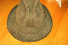 Vintage 1960s United Hatters Green/Brown Corduroy Fedora Hat-Needs New Feather