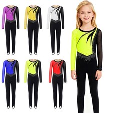 Girls Gymnastics Leotard Figure Skating Jumpsuit Tumbling Biketards Romper Shiny
