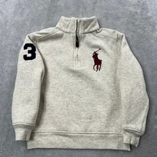 Polo Ralph Lauren Boys 5 Heather Grey Big Pony Quarter-Zip Pullover Sweatshirt