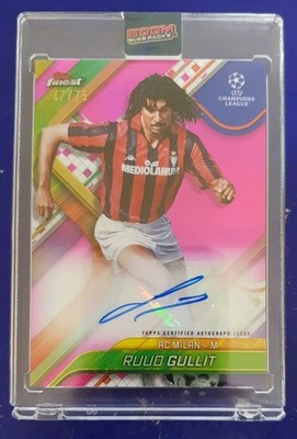 2024-25 Topps Finest Ruud Gullit Pink Refractor Auto /75 Encased - AC Milan