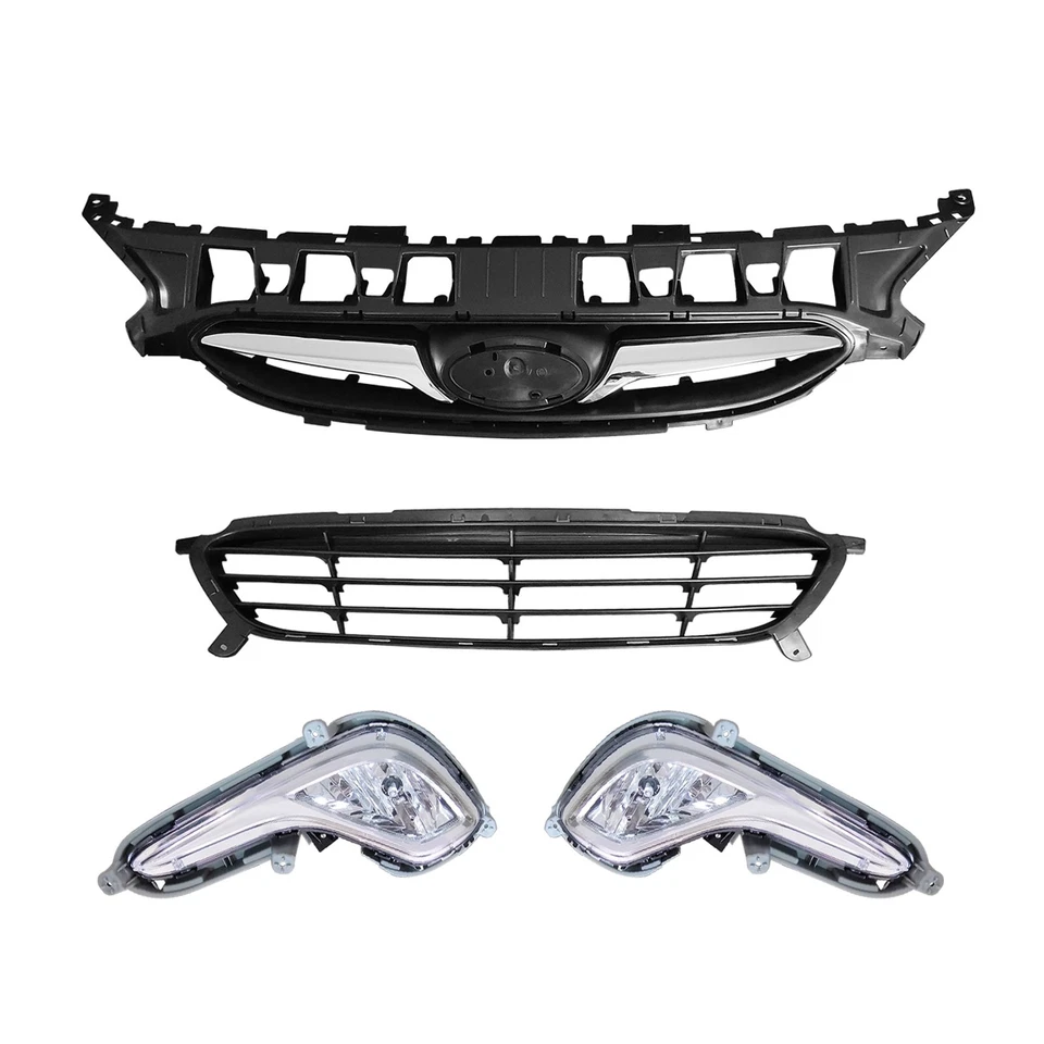 Complete Front Bumper W/ Grille Fog Fit 2014-2017 Hyundai Accent Sedan Hatchback Foto 4 de 4