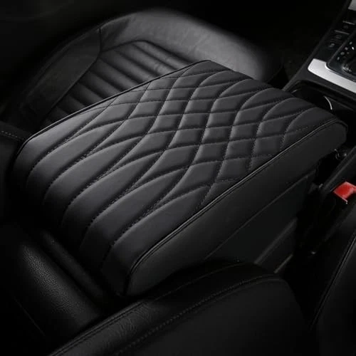 Center Console Armrest Cover for Hyundai Santa Fe 2001-2025, Black Leather Prote Foto 2 de 4