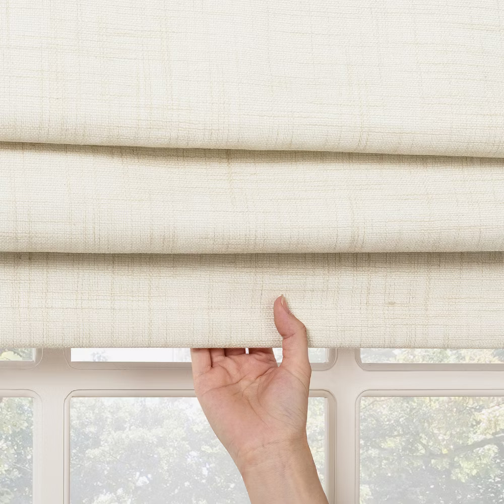 29"x64" Sun Zero Somerton Textured 100% Blackout Cordless Roman Shade Linen