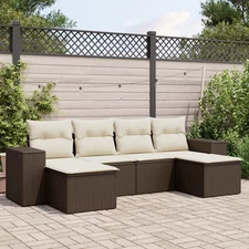 Garden Sofa Set Brown PE Rattan 6 Piece Set Modular