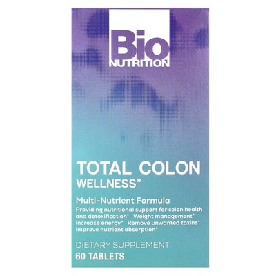 Bio Nutrition Total Colon Wellness 60 Tablets Dairy-Free, Preservative-Free ,