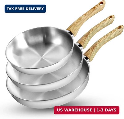 KOCH SYSTEME CS Stainless Steel Frying Pan Set of 3, 8''&10''&12'' Stainless Steel