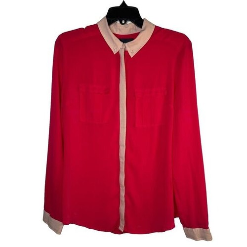 Maeve‎ Anthropologie Hot Pink & Hellrosa Langarm Button Down Top Gr. 6 - Bild 1 von 9