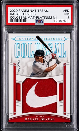 2020 Panini National Treasures Rafael Devers Auto Nike Swoosh Logo Patch 1/1 🔥