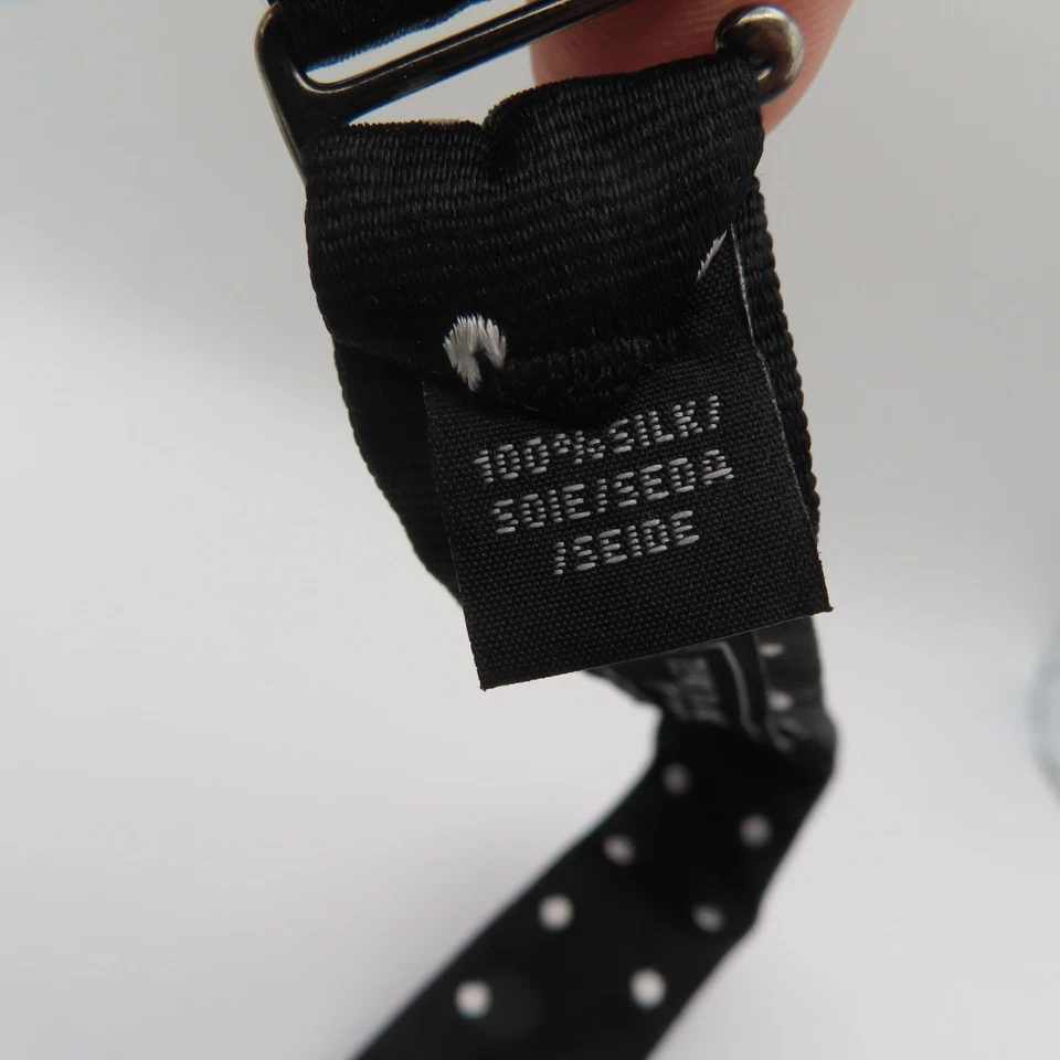 Tom James Bow Tie Silk Black White Polka Dot 2.5" Wide Self Tie USA - Image 4 of 4