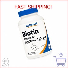 Nutricost Biotin Vitamin B7 10,000mcg 10mg Vitamin Supplement, 240 Capsules