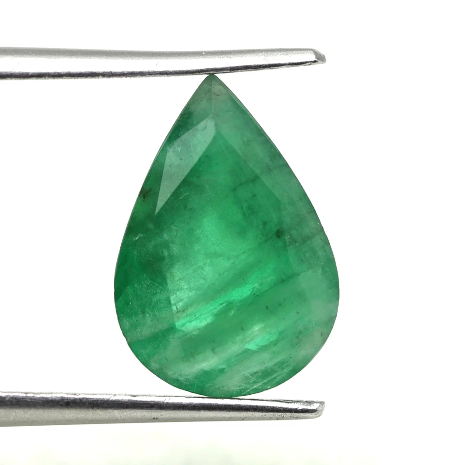 2.64 Ct Untreated Zambia Natural Green Emerald Loose Gemstone Pear Cut 11x8 mm - Image 1 of 4