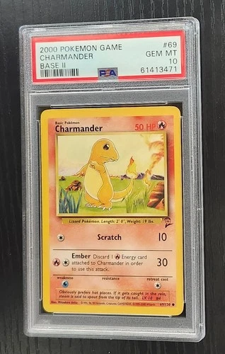 2000 Pokemon Base Set 2 Charmander Card # 69/130 PSA 10 Gem Mint Base II