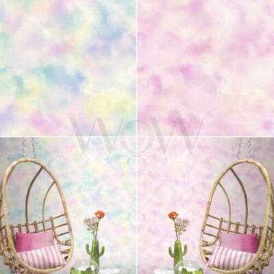 Rasch Kids & Teens Cloudy Sky Wallpaper - Iridescent Sheen Clouds - Multi & Pink