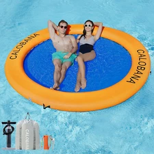 Round Floating Ring Inflatable Water Hammock Heavy Duty River Floats Lake Raft f