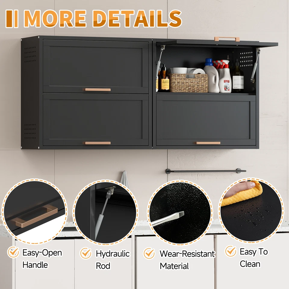 Metal Wall Cabinet Medicine Cabinet Storage Organizer Double Doors for Kitchen - Image 4 of 4