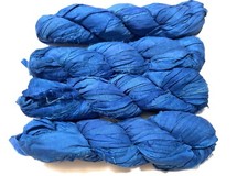 100g Recycled Sari Silk Ribbon Skein Royal Blue