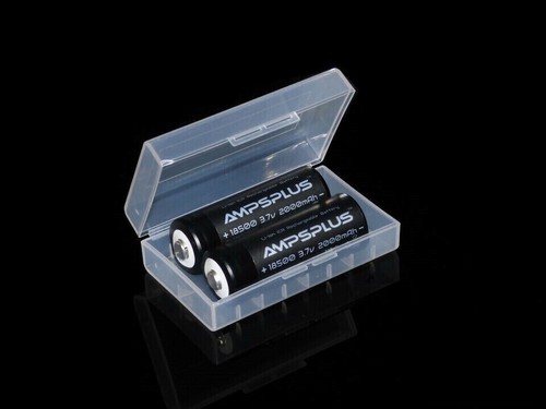2x 18500 2000mAh 3.7V Batteries Button Top Rechargeable Battery Ampsplus + case - Picture 4 of 8