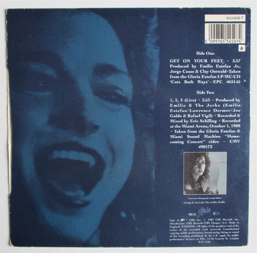 Gloria Estefan - 7" - Get On Your Feet - Holland - 1989 - Epic 655450 7 - EX/VG+ - Picture 2 of 3