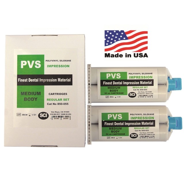 2x 50 ml SCI Medium Body Regular PVS Silicone Impression Cartridge