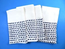Hudson43 Napkin Set 4 Piece Blue Squares On White 20X20 Cotton New Without Tags
