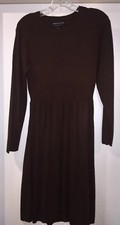 CONNECTED APPAREL Women’s Sweater Dress Medium Brown Long Sleeve Below The Knee