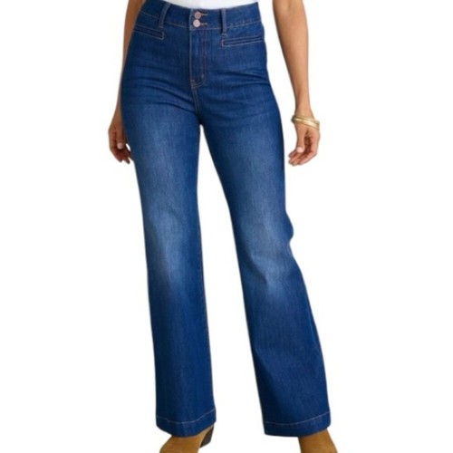 Soft Surroundings The Ultimate Denim Trouser Jeans Wide leg Dark wash Size 16