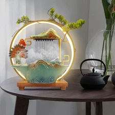 Tabletop Rockery Water Fountain Indoor Waterfall Fountain w/ LED Light