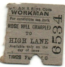 G C & N S Railways Com Ticket Rose Hill (Marple) to High Lane