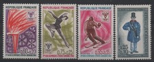 FRANCE 1968 : N °1545/1546/1547/1549 FLAMME/PATINAGE/SLALOM/FACTEUR - NEUF** TTB