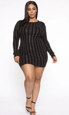 Bling Sparkle Diamond Mini Dress - Fashion Nova Plus 2x 🔥🖤
