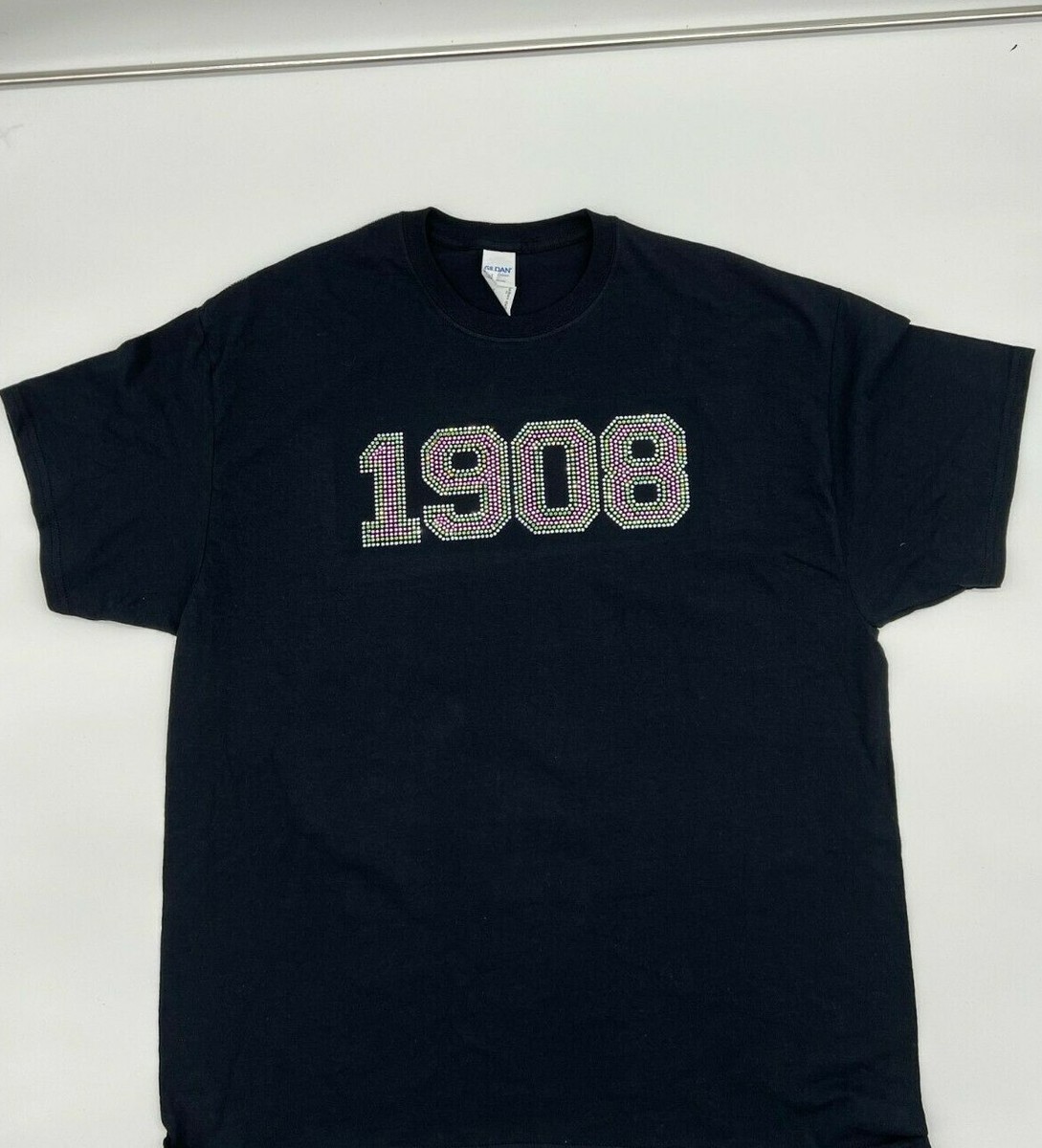 【1960’s】 SRO Alum rhinestone decorated Alpha Kappa Alpha 1908 Rhinestone Bling T-Shirt Size Medium