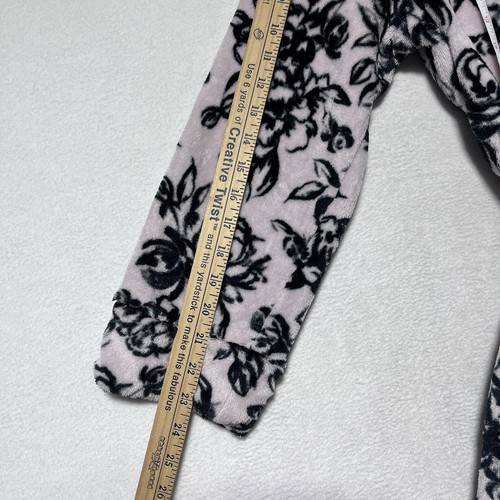 Nicole Miller Plush Belted Bathrobe Short Super Soft Pink Floral Cozy Sz L/XL - Picture 9 of 9