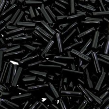 Miyuki Bugle Beads Size 2, 6mm, 17 Gram Tube, Jet Black MIBGL2-074