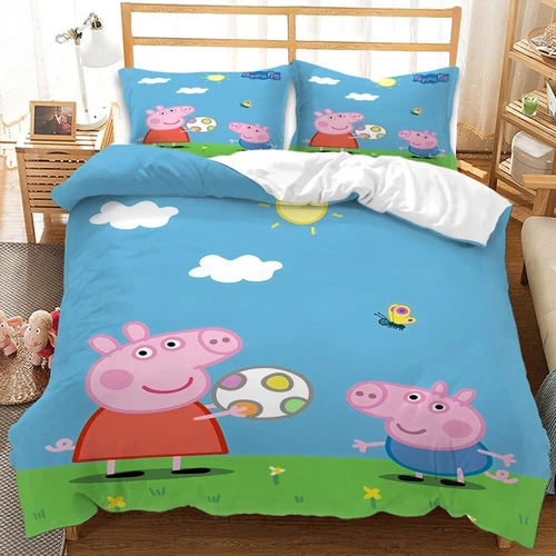 Peppa Pig Cartoon Quilt Duvet Doona Bezug Bettwäsche Set Single Double Queen Neu - Bild 4 von 36