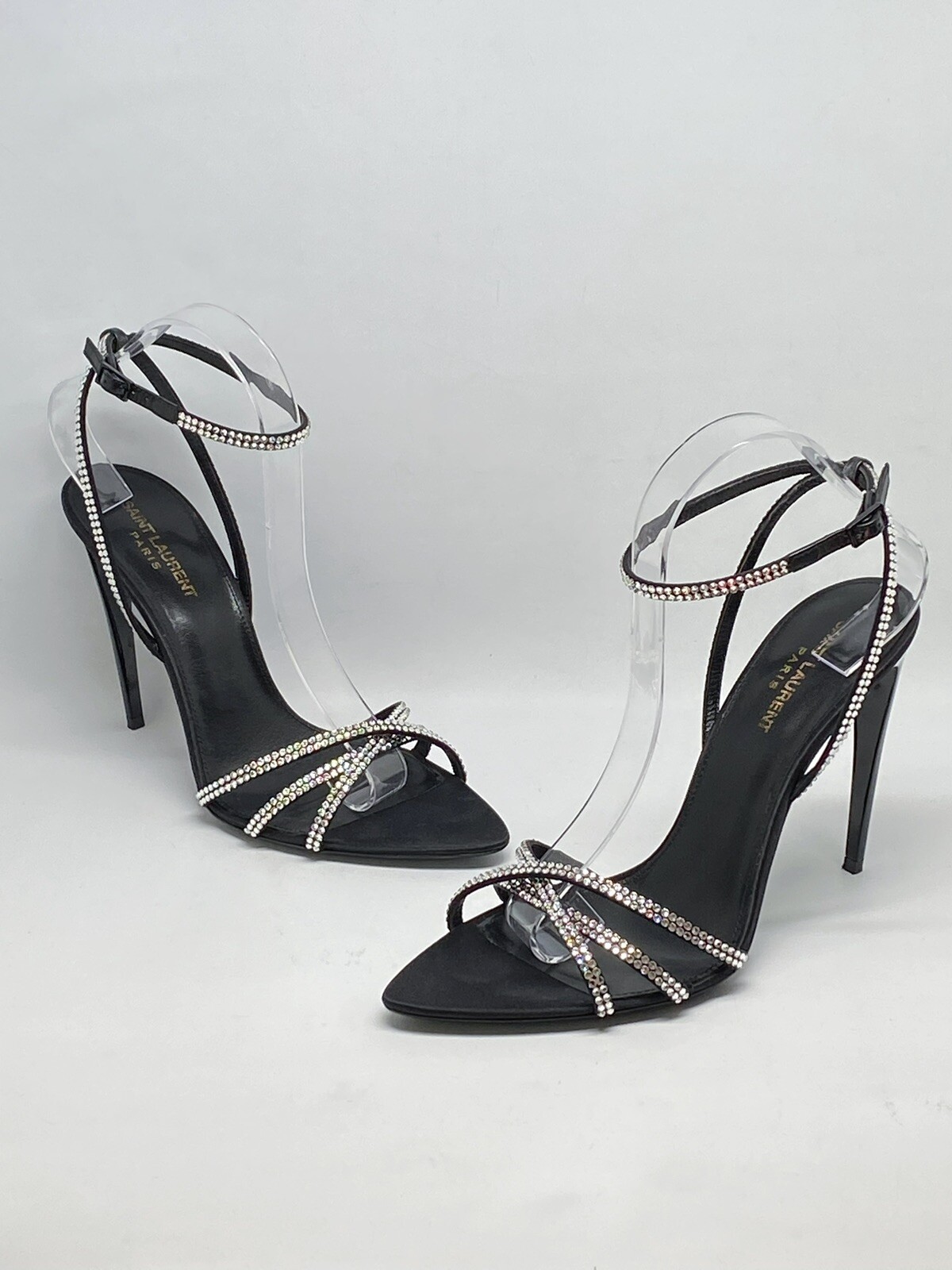 Sandali Saint Laurent Ava in raso crepe con strass taglia 40 5