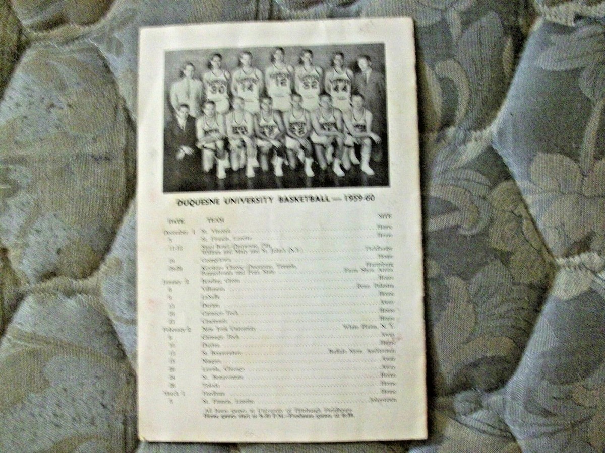 1959-60 DUQUESNE DUKES BASKETBALL MEDIA GUIDE Yearbook RED MANNING