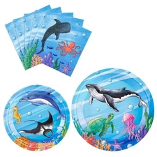 Ocean Party Plates and Napkins Set - 48 Pcs Ocean Theme Party Decorations for...