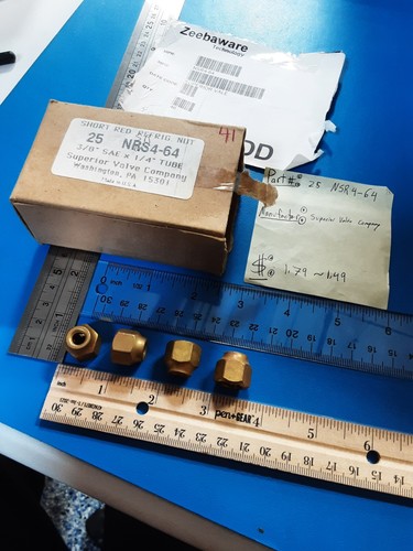 NRS4-64 Dado svasato riduttore SAE svasato 3/8" x 1/4" tubo OD ottone corto forgiato dado - Foto 9 di 9