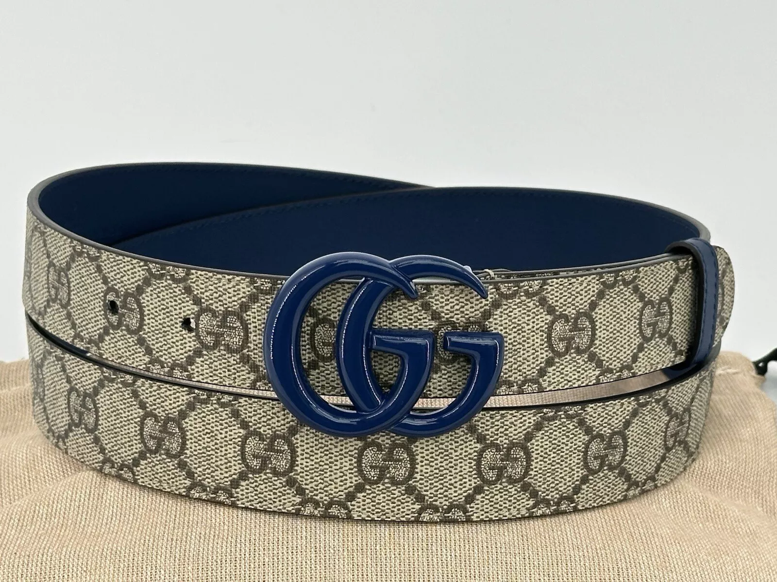Ceinture homme neuve luxe originale GUCCI Marmont  414516  taille   115 cm / marron bleu