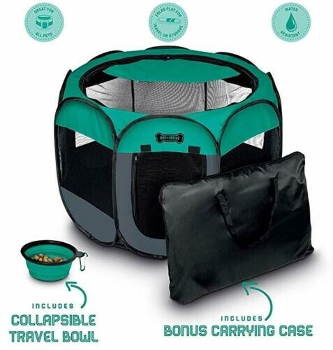 RUFF 'N RUFFUS PORTABLE PET PLAYPEN Small 29" X 29" X 17" Plus Carry Case New - Picture 2 of 6