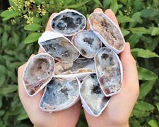 Bulk Large Oco Agate Geodes 1/4 lb Lot, Natural Crystal Druzy Halves (4 oz)