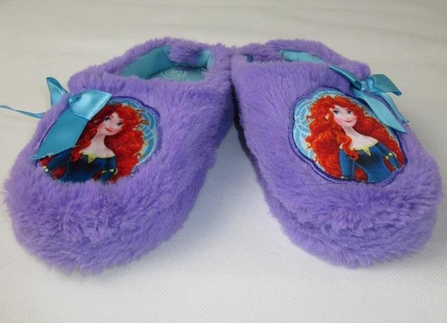 purple fluffy slippers