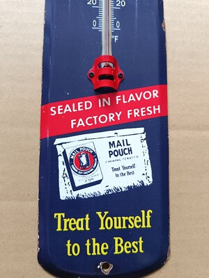 Vintage Glass Thermometer CHEW MAIL POUCH TOBACCO No porcelain