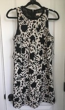 ANN TAYLOR LOFT PETITES 10P Sleeveless Black & White Tiered Mini Dress 