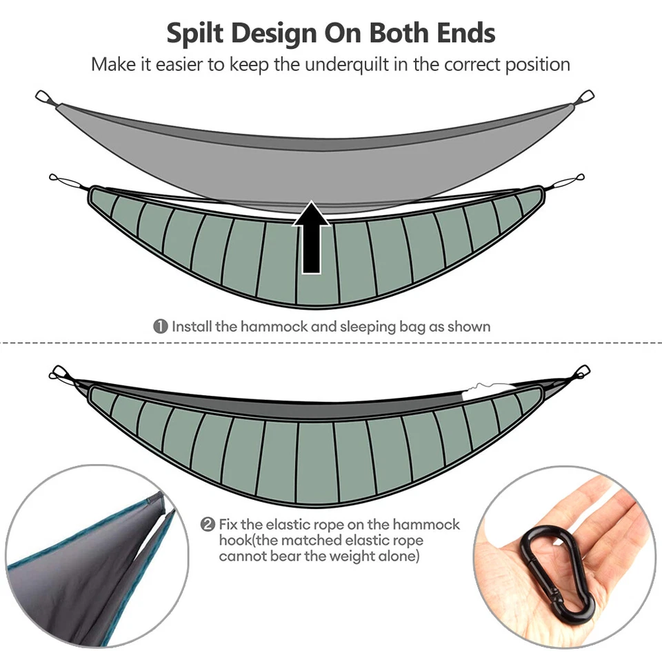 Single & Double Hammock Underquilt Warm Under Blanket for Camping Backpacking - Image 4 of 4