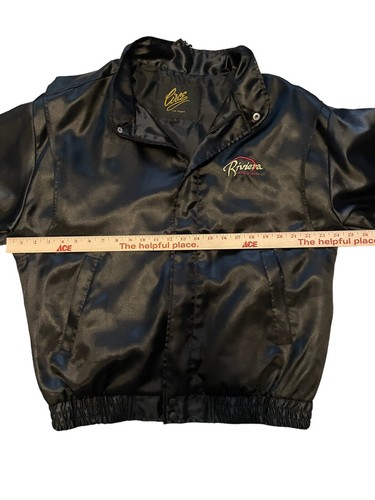 Riviera Hotel & Casino 80s 90s Satin Black Embroidered Jacket SZ Large Vintage - Picture 4 of 6
